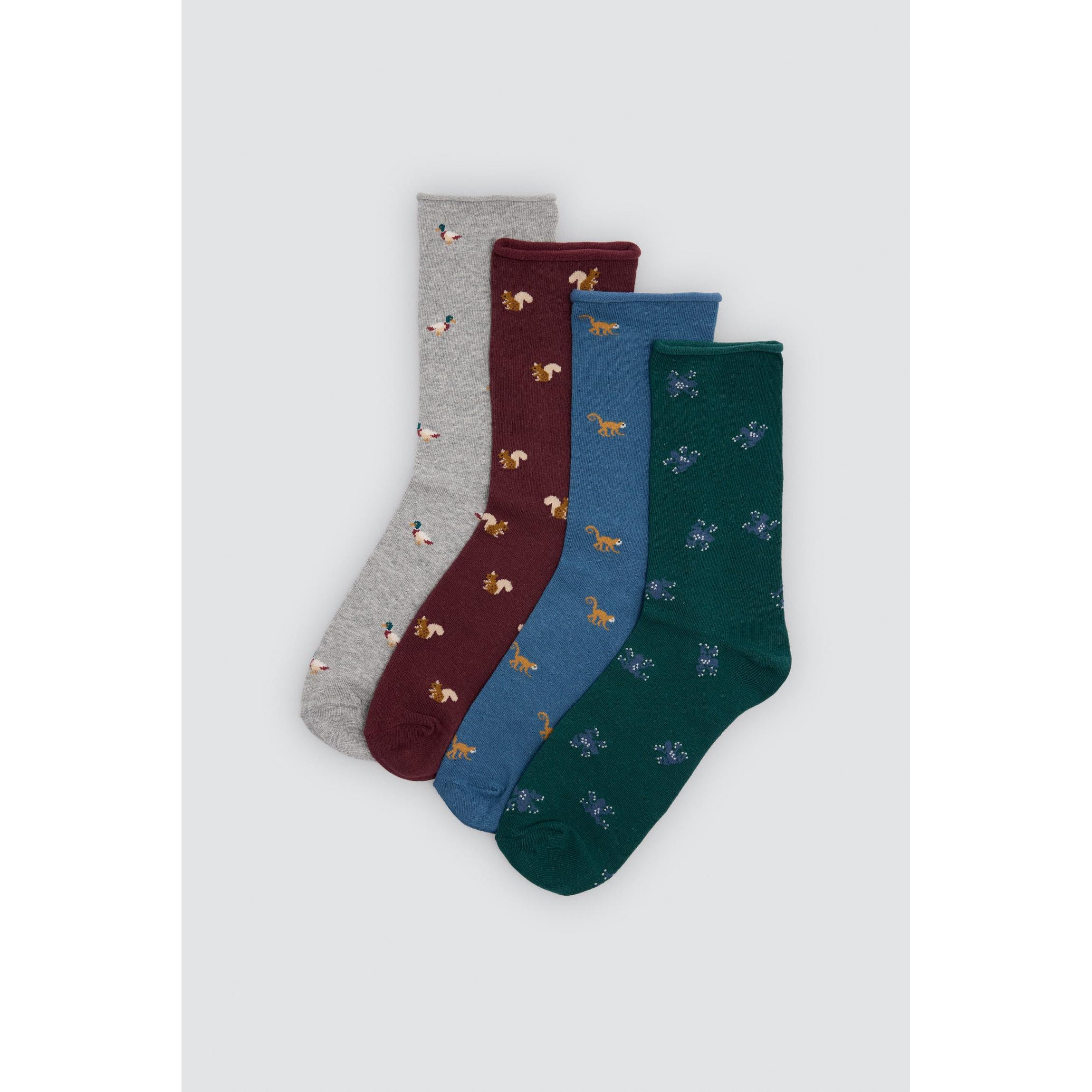Ysabel Mora - Pack 4 calcetines sin puño estampado animales