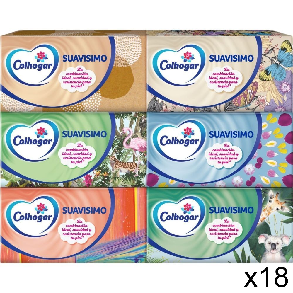 COLHOGAR Pañuelos Suavisimo Caja de 140 uds - Pañuelos Faciales de doble capa, ultra suaves y resistentes, sin perfume. Envase Decorativo Reciclable