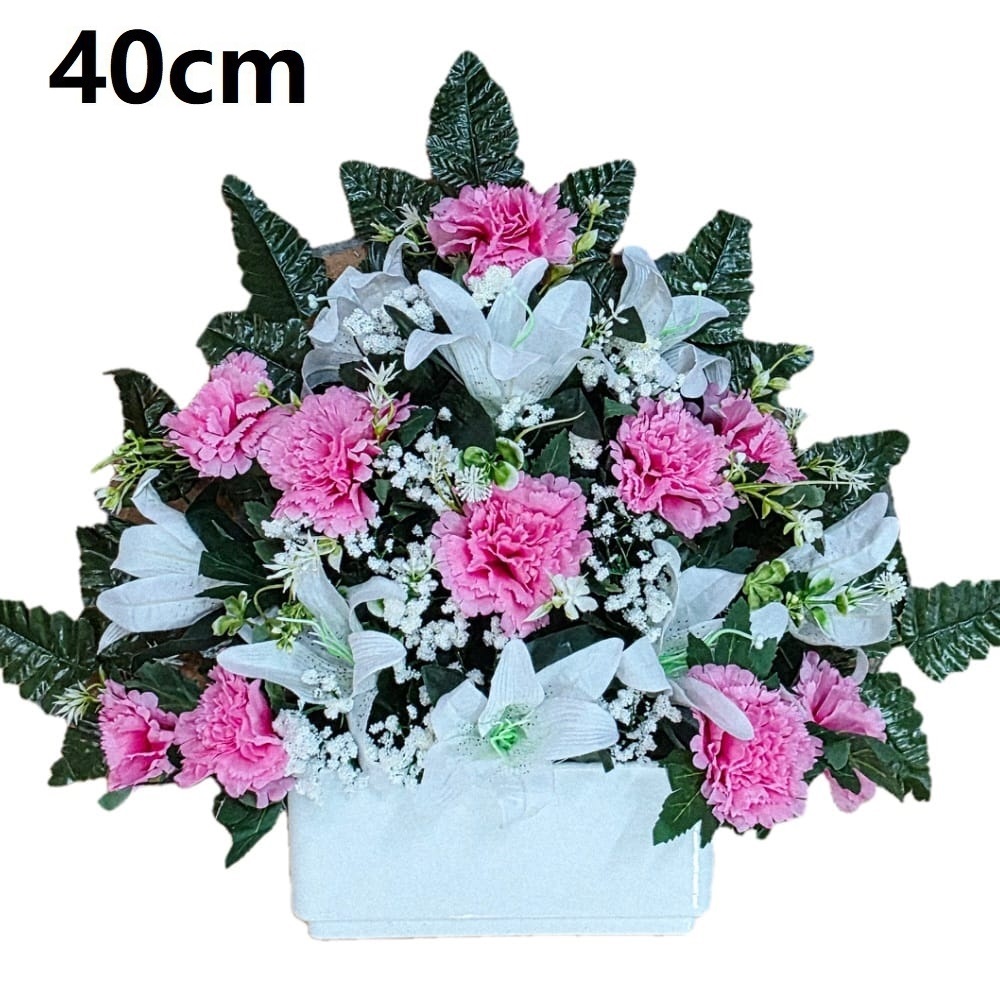 Flores artificiales para cementerio,Centro Flores para santos duraderas de tela con maceta,Gerimport,Envios desde España