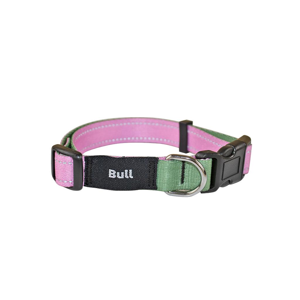 Collar de Nylon para Perro Mediano Yagu Reflectante Rosa - Seguridad Paseo Nocturno (Talla T3 / 33-50 cm)