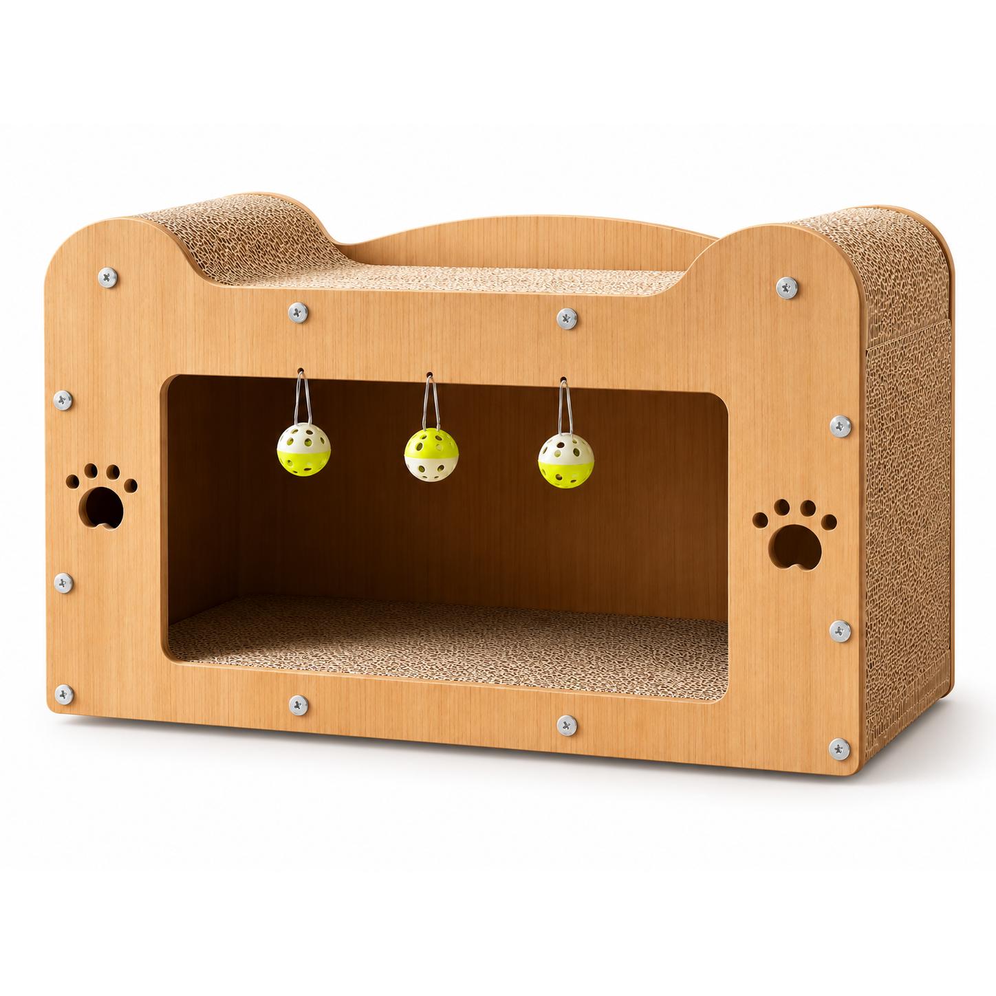 Primerazoo, Sofá Rascador 2 en 1 para Gatos, Cama Nido Grande de Cartón Corrugado, Resistente, Cómoda y Duradera