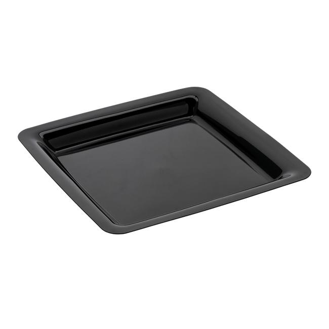 MONOUSO | Plato Reutilizable PP Cuadrado Extra Rigido Negro 23x23cm (200 Uds)