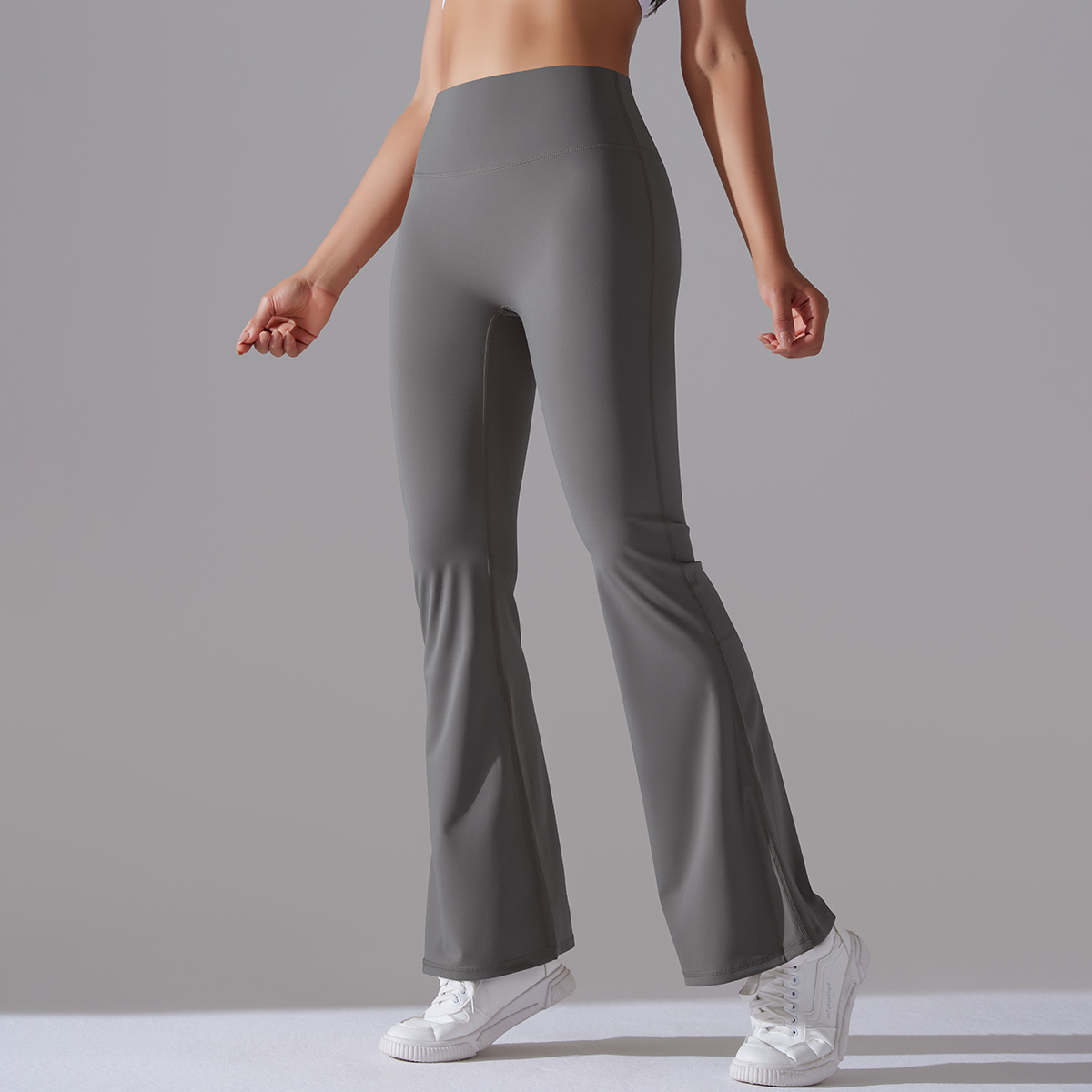 TK Pantalones acampanados de Color Liso, Mallas de Yoga de Color sólido para Mujer, pantalones de entrenamiento elástico de Belta Alta a la cadera, pantalones de pierna Ancha, pantalones de Fitness