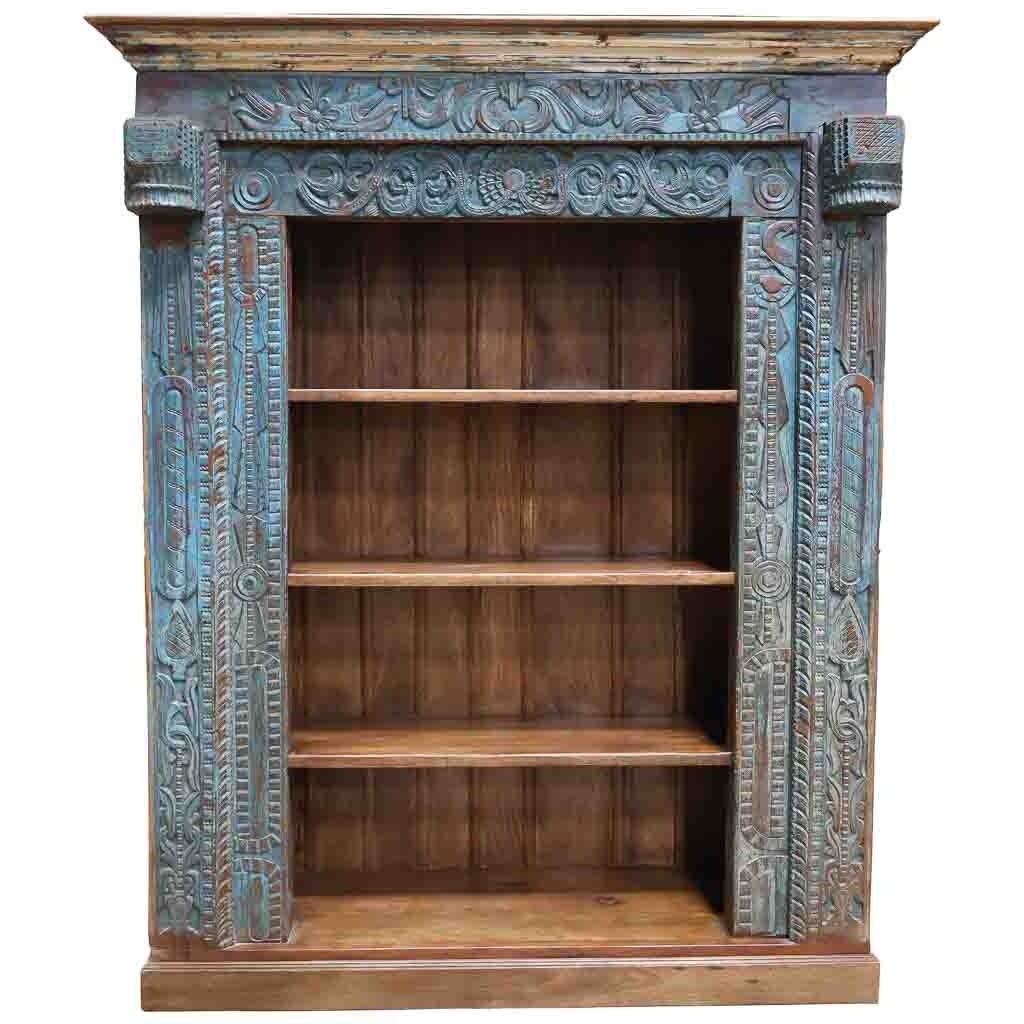 Wonderlust Deco - Estantería libreria de madera artesanal azul 180x55x217h cm Azul 180x55x217h cm