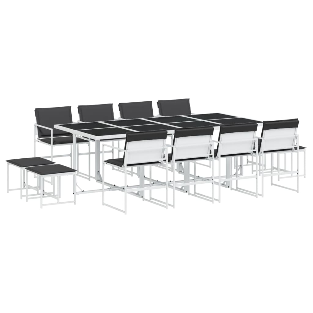 vidaXL Juego de comedor de jardín 13 pzas con cojines textilene blanco