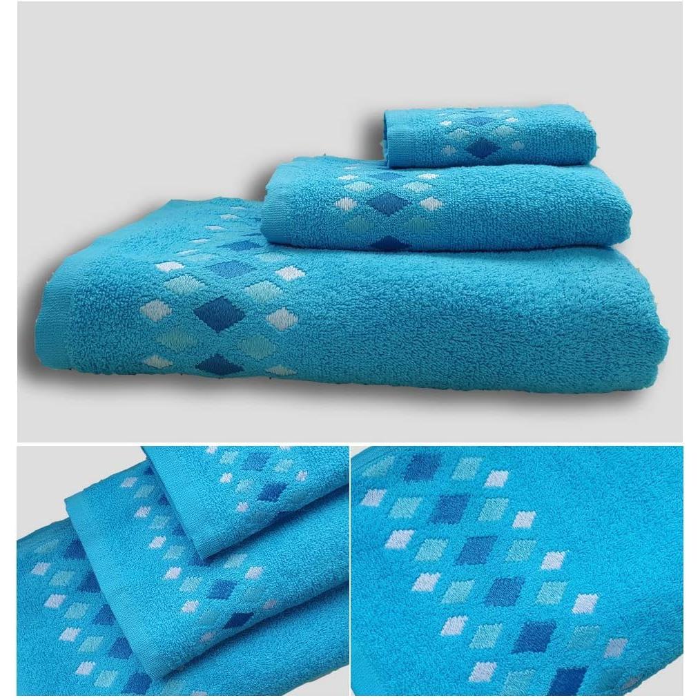Juego de Toallas Baño 3 Piezas 1 Ducha 1 Hand 1 Dear 100% Algodón Ligeras y Absorbentes (Asir Turquase)