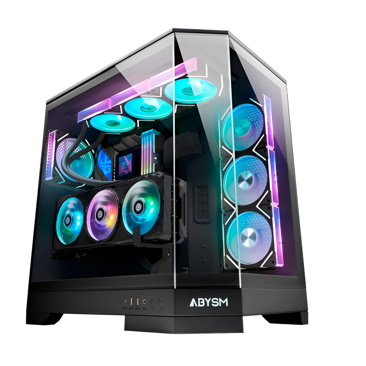 Abysm danube sava h600 black caja torre e-atx, atx, itx, micro atx - lateral y frontal cristal templado - 3.5” y 2.5” - usb-a, usb-c y audio - 4 ventilador argb instalado - soporta refrigeracion liquida
