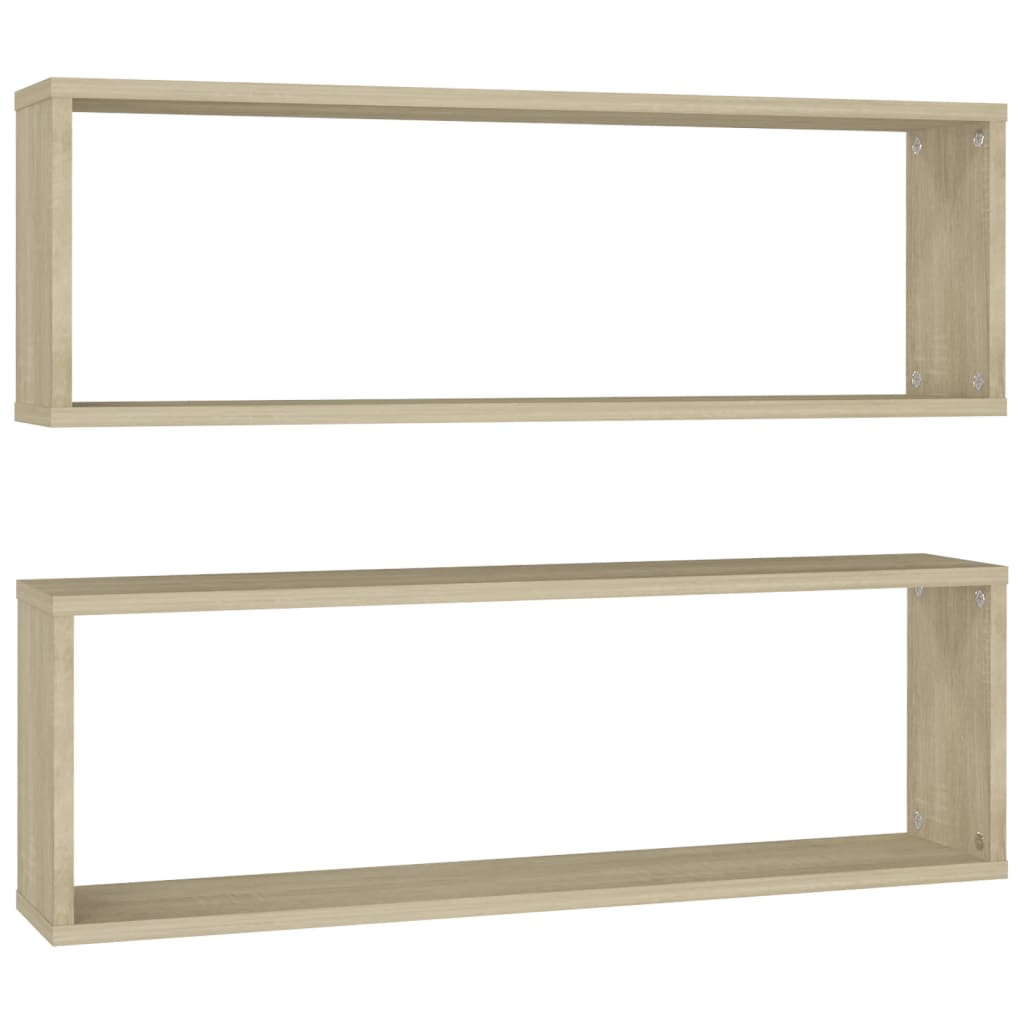 Vidaxl Estantes Cubo de Pared 2 Uds Contrachapado 80x15x26,5 Cm Blanco Negro Gris
