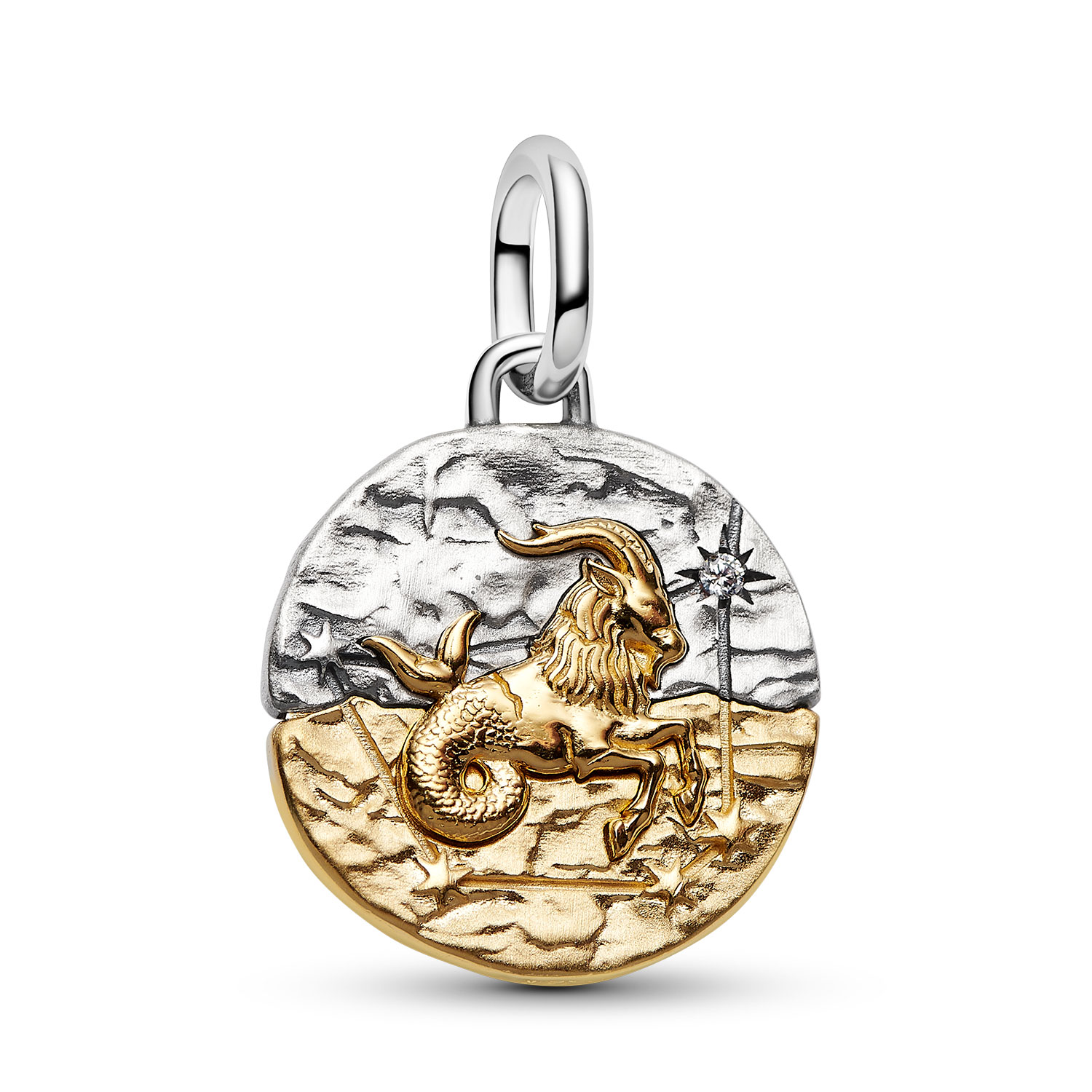 Pandora CapricornioCharm Medallón en plata de ley y con un recubrimiento en oro Zodiaco 764987C01 , para Mujer