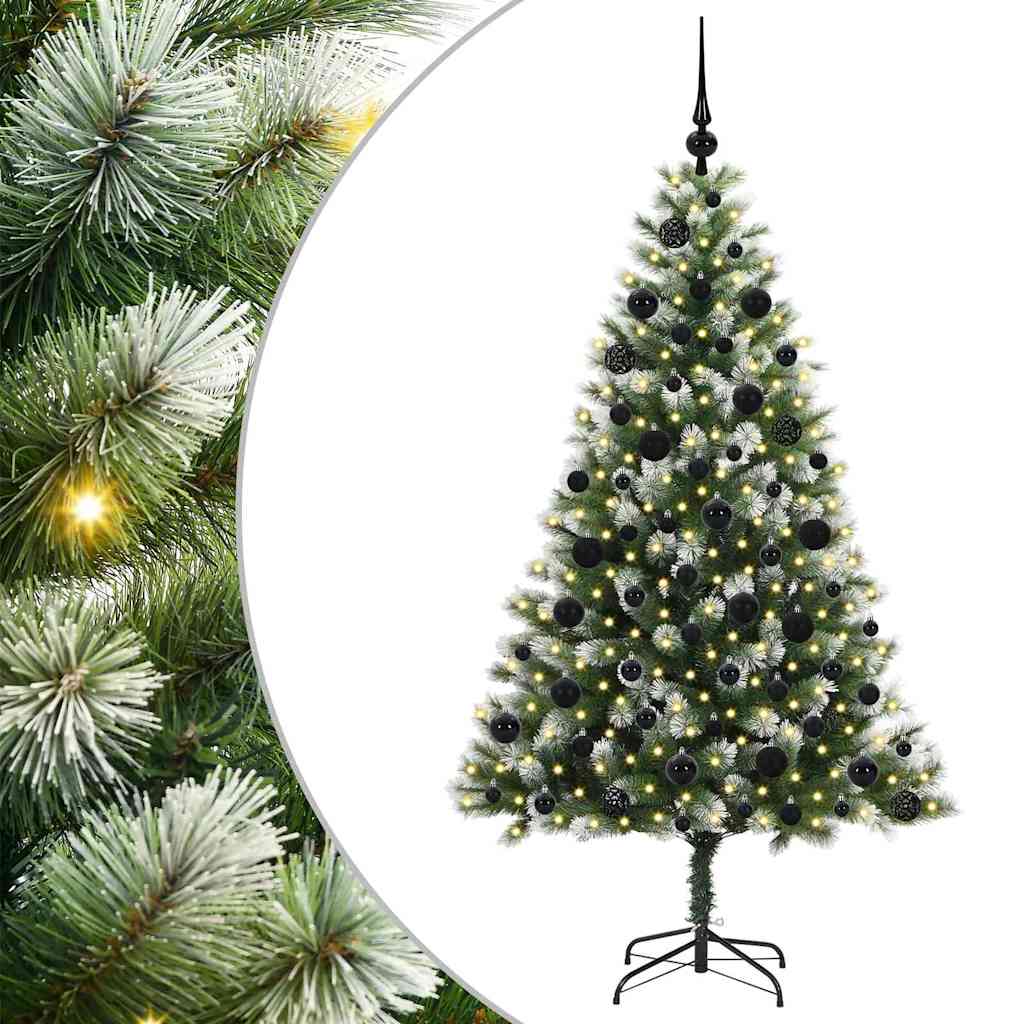 vidaXL Árbol de Navidad Artificial Plegable con Nieve Esponjosa, LED y Bolas