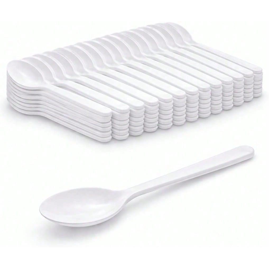 Cubiertos de plasticos REUTILIZABLES 100u Cucharitas de Postre/Tenedor/Cuchara/Cuchillos Reutilizables Biodegradables para elegir - Higiénicamente Empaquetadas, Compostables, 100% Ecologicos, Libres de BPA MEJOR CALIDAD GARANTIZADA