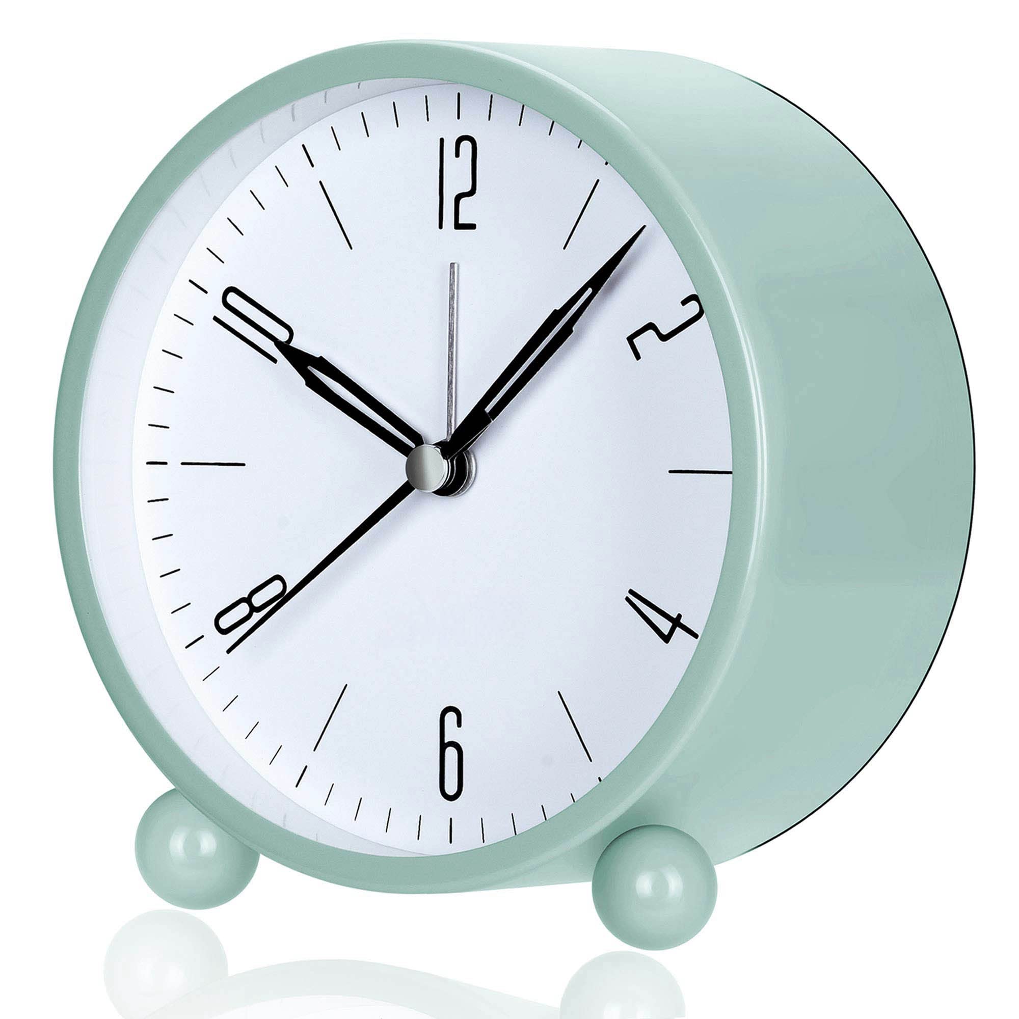 TK Reloj despertador silencioso sin tictac con luz de noche: para dormitorio, escritorio y regalo