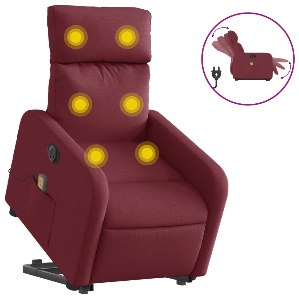 Vidaxl Sillón Masaje Eléctrico Reclinable Elevable Tela Gris Claro