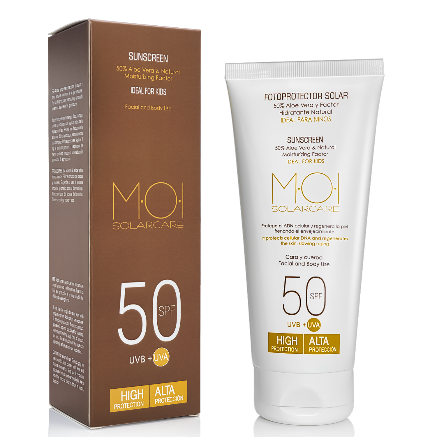 FOTOPROTECTOR SOLAR SPF50 UVA Alta Protección especial niños 200 ml MOI SUNCARE