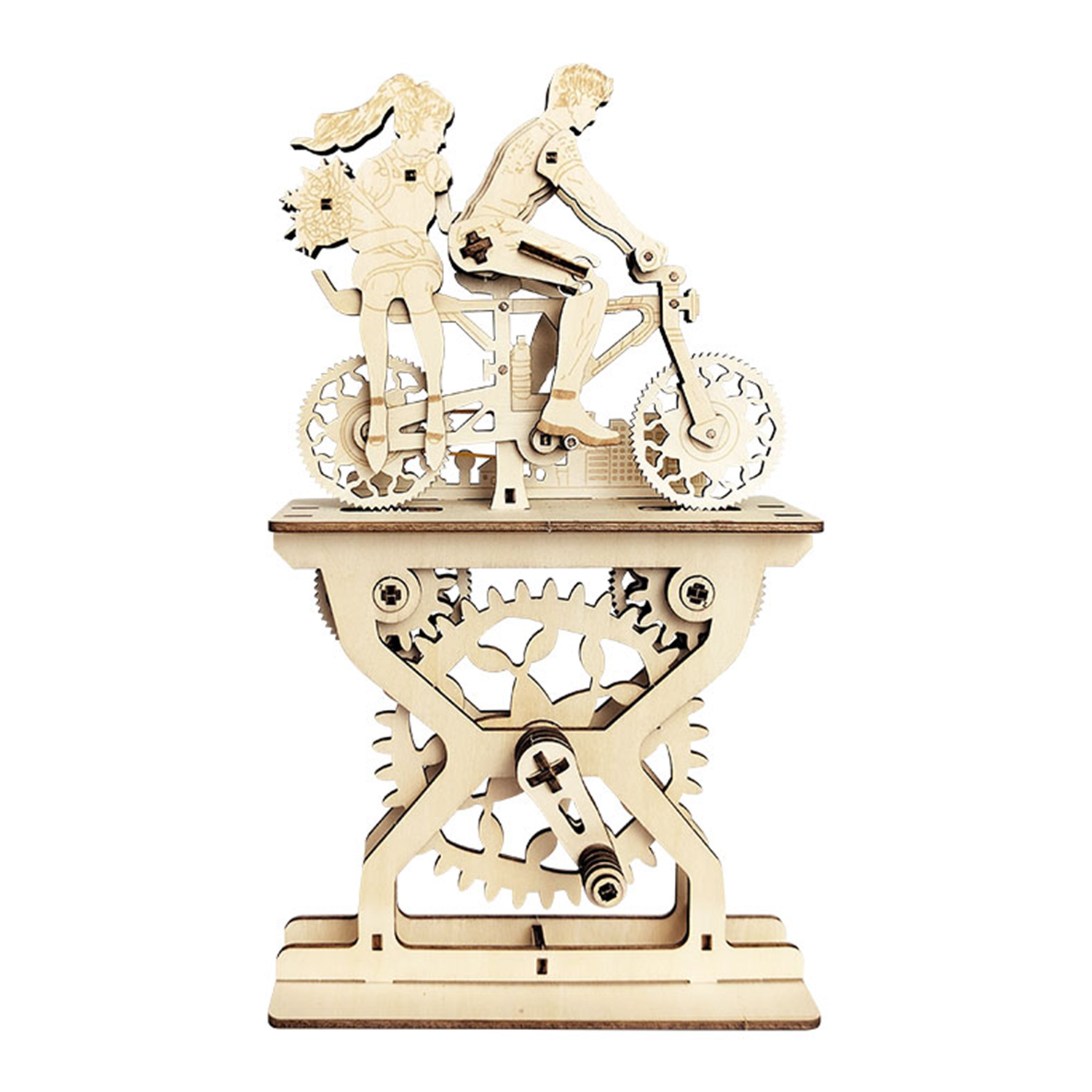 DAM. Maqueta de Madera 3D, con movimiento mecánico diseño de Amantes de la bicicleta - Pareja. 109 piezas. 16x6x28cm.