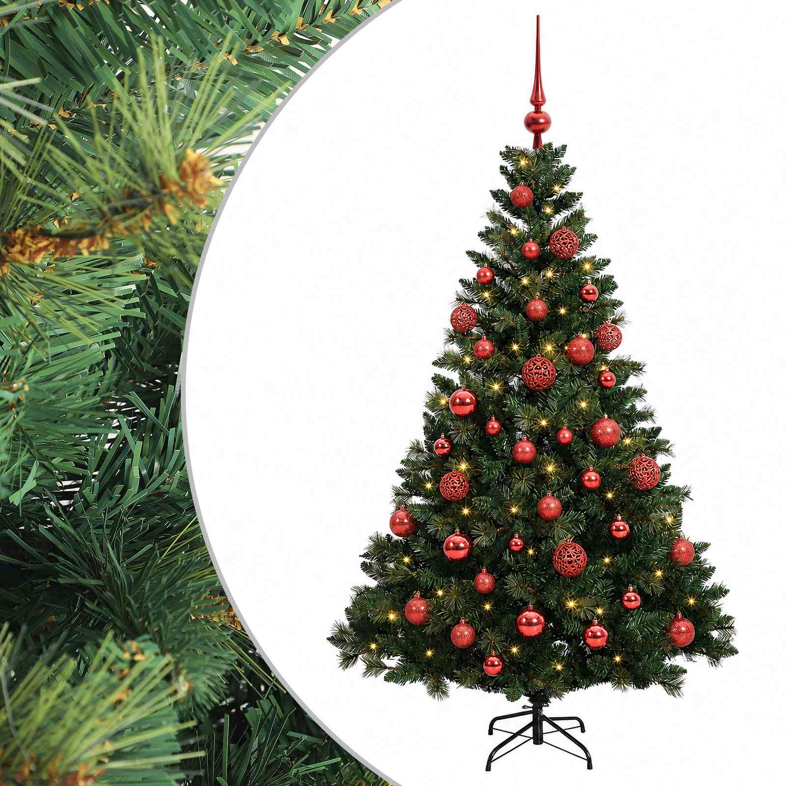 vidaXL Árbol de Navidad artificial con bolas 120 cm 150 LED Multicolor