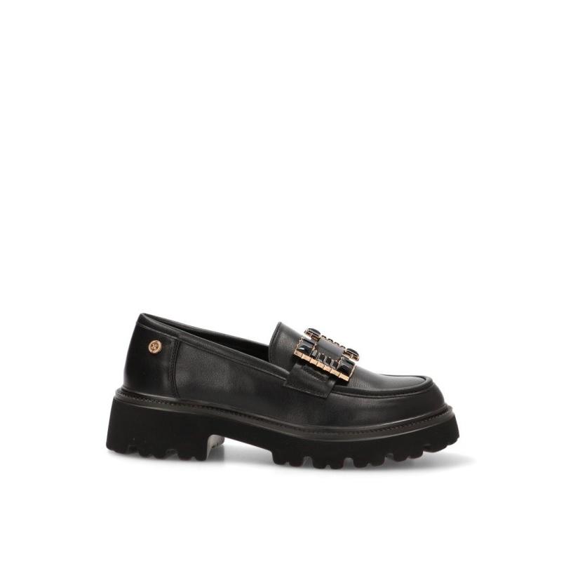 Nautico Kiova Mocasin Xti - Mujer - Suela Plana - Modelo 144429 - Color Negro