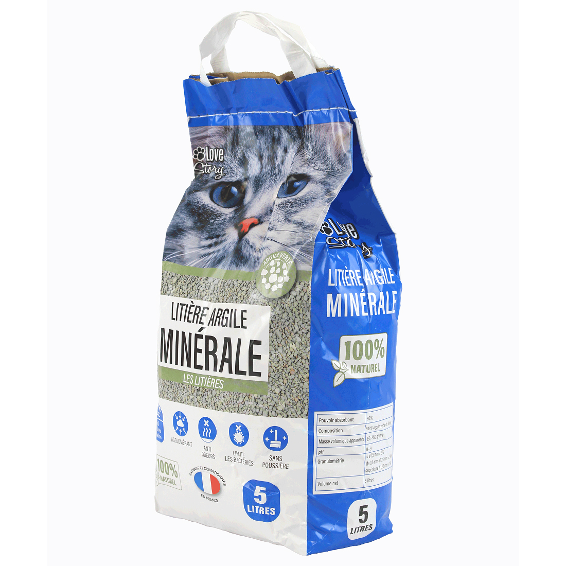 Arena para Gato Mineral Aglomerante y Antibacteriana. (Arcilla Verde, 5L)
