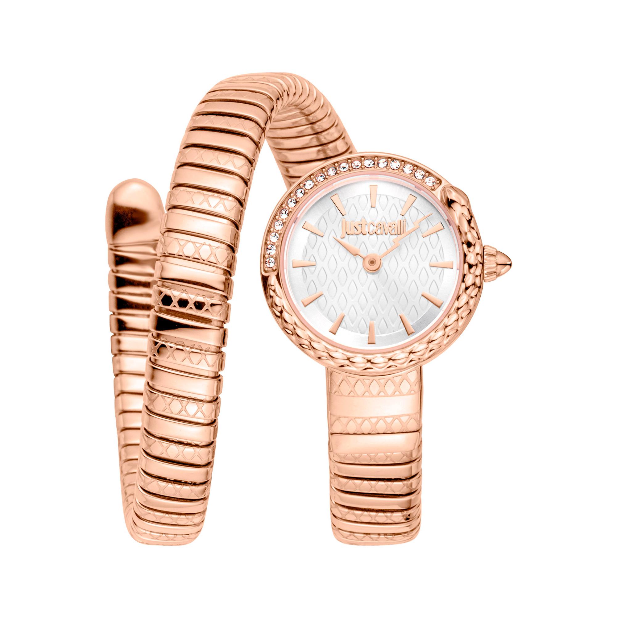 Reloj De Pulsera Just Cavalli Just Cavalli Signature Snake Jc1L301 Cerchio Snake - Jc1L301M0045 Correa Color: Oro Rosa Dial Gris Plata Mujer