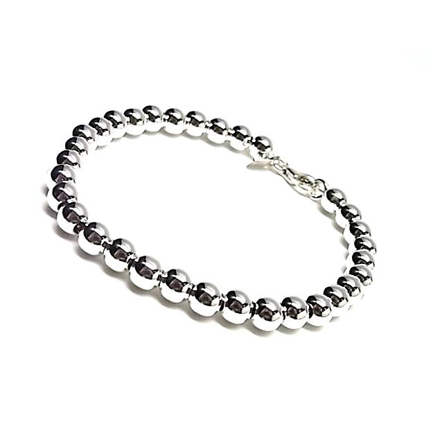 Pulsera De Bolas De Plata De Ley En 6 Mm.