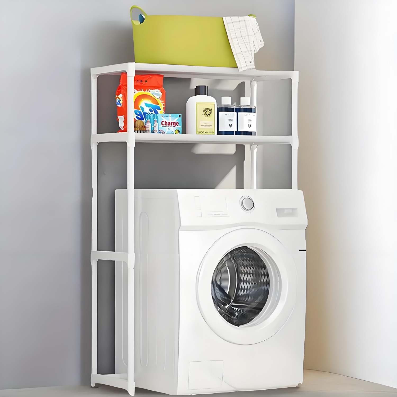 AllPerfect Shop | Estanterías para Lavadora (opcional para 2ª y 3ª planta) – Estanterías de almacenamiento ahorradoras de espacio para baño y balcón. Adecuadas para detergente para ropa / detergente / ropa doblada