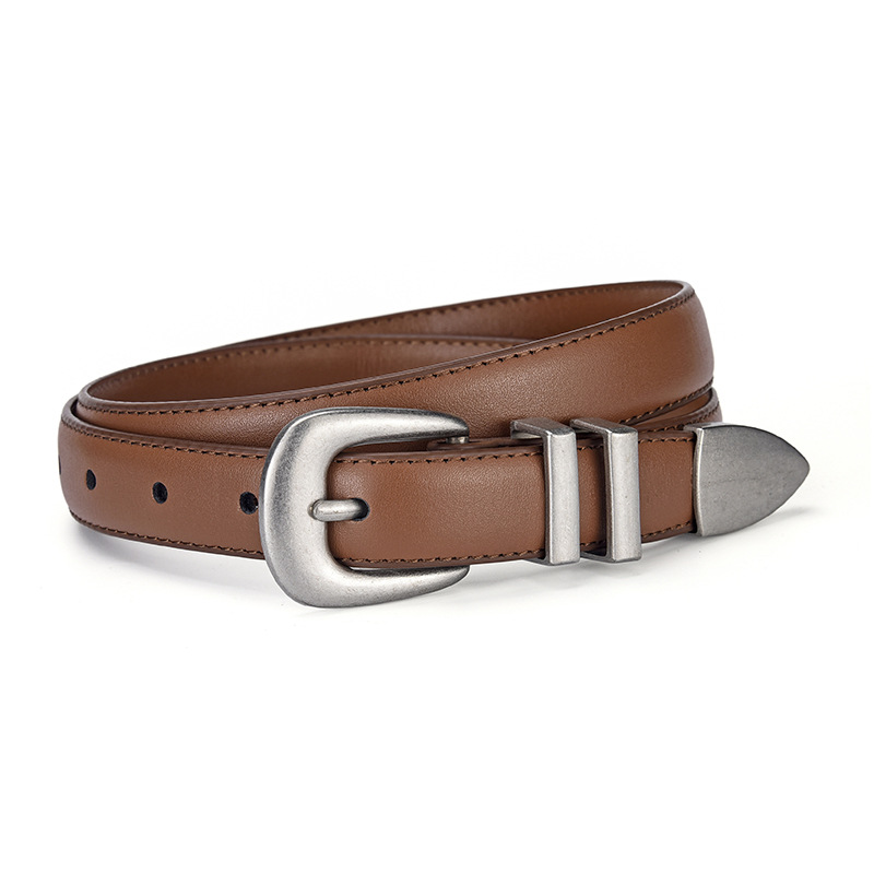 Cinturón de cuero genuino para mujer, cinturón de moda, cinturón de cuero genuino para jeans, cinturón de estilo occidental para mujer