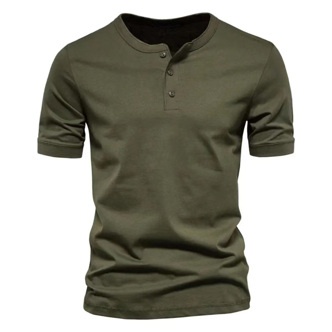 TK Camiseta Henley de verano para hombre, de manga corta, cuello redondo, color liso, talla grande, informal, ajustada