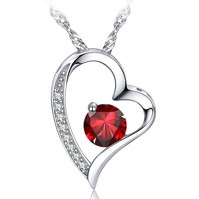 Collar con colgante de amor para mujer, revestimiento S925, joyería con piedra natal 5A, regalo para mamá y amante