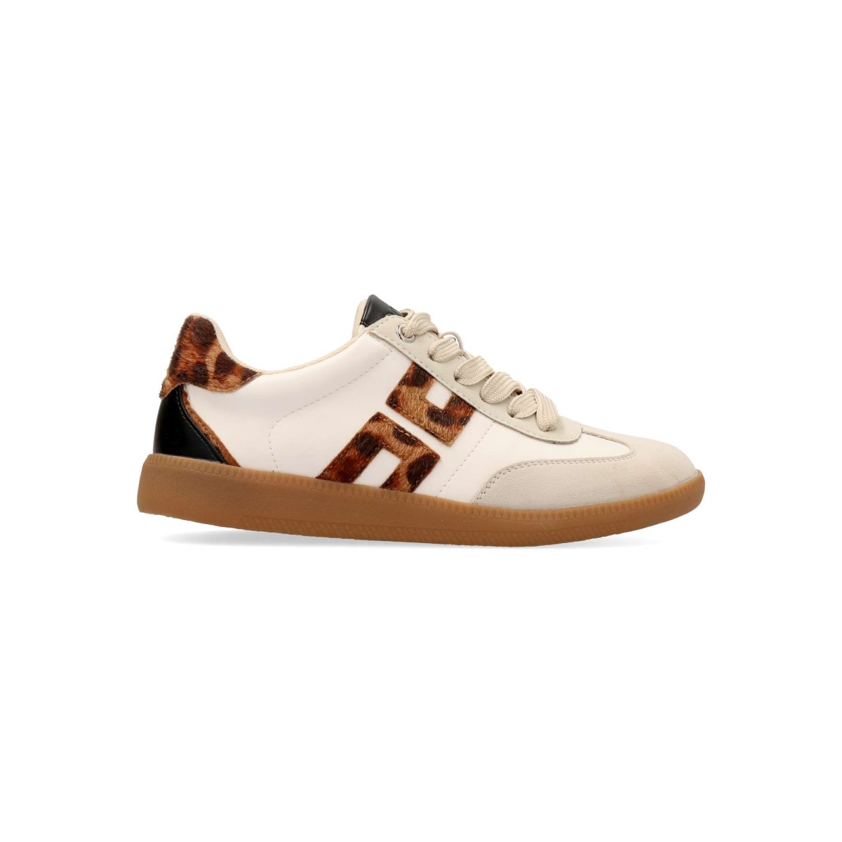DANGELA - Zapatillas deportivas casual DANGELA con estampado leopardo de piel sintética suave, suela de goma color caramelo y plantilla acolchada Softouch