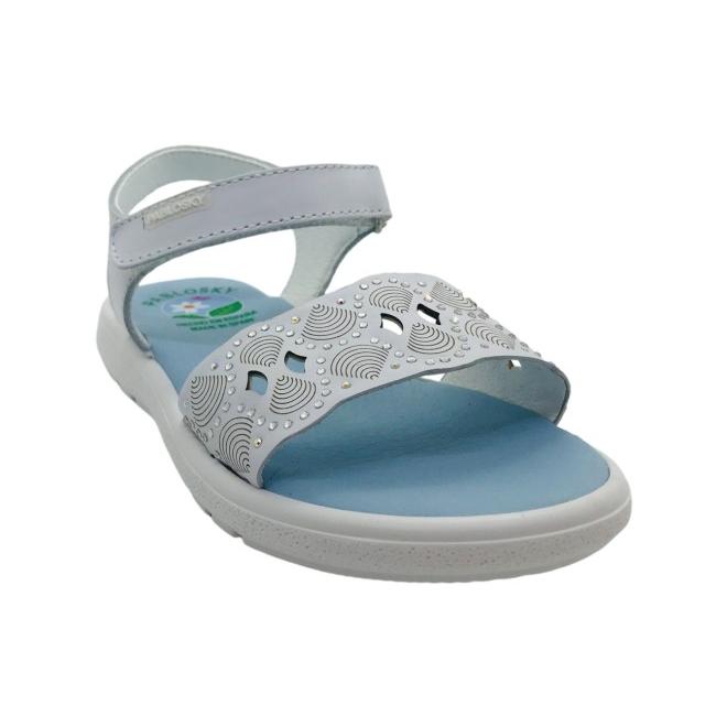 Sandalia Niña Piel Blanco Pablosky 448300: Elegancia y Comodidad con Pedrería, Forro inTECH Transpirable y Suela SUPERFLEX. Ideal para Primavera-Verano 2026, Asegura Crecimiento Saludable y Estilo Sof