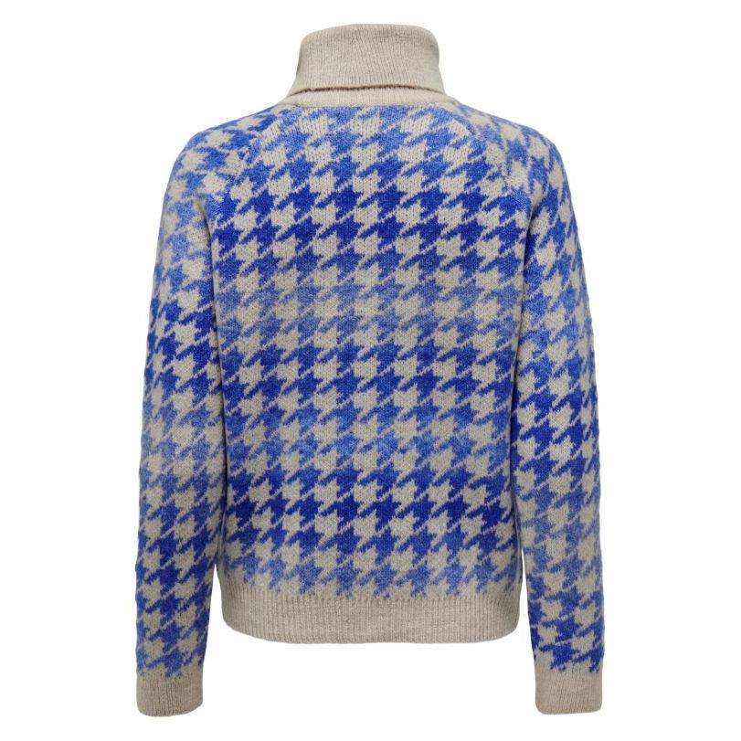 Only mod. 15306938 Jersey de cuello alto estampado pata de gallo