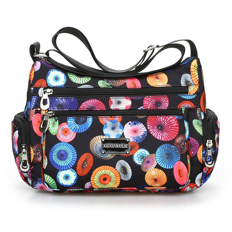 Bolso bandolera de mujer, bolso de hombro de nailon, con múltiples bolsillos