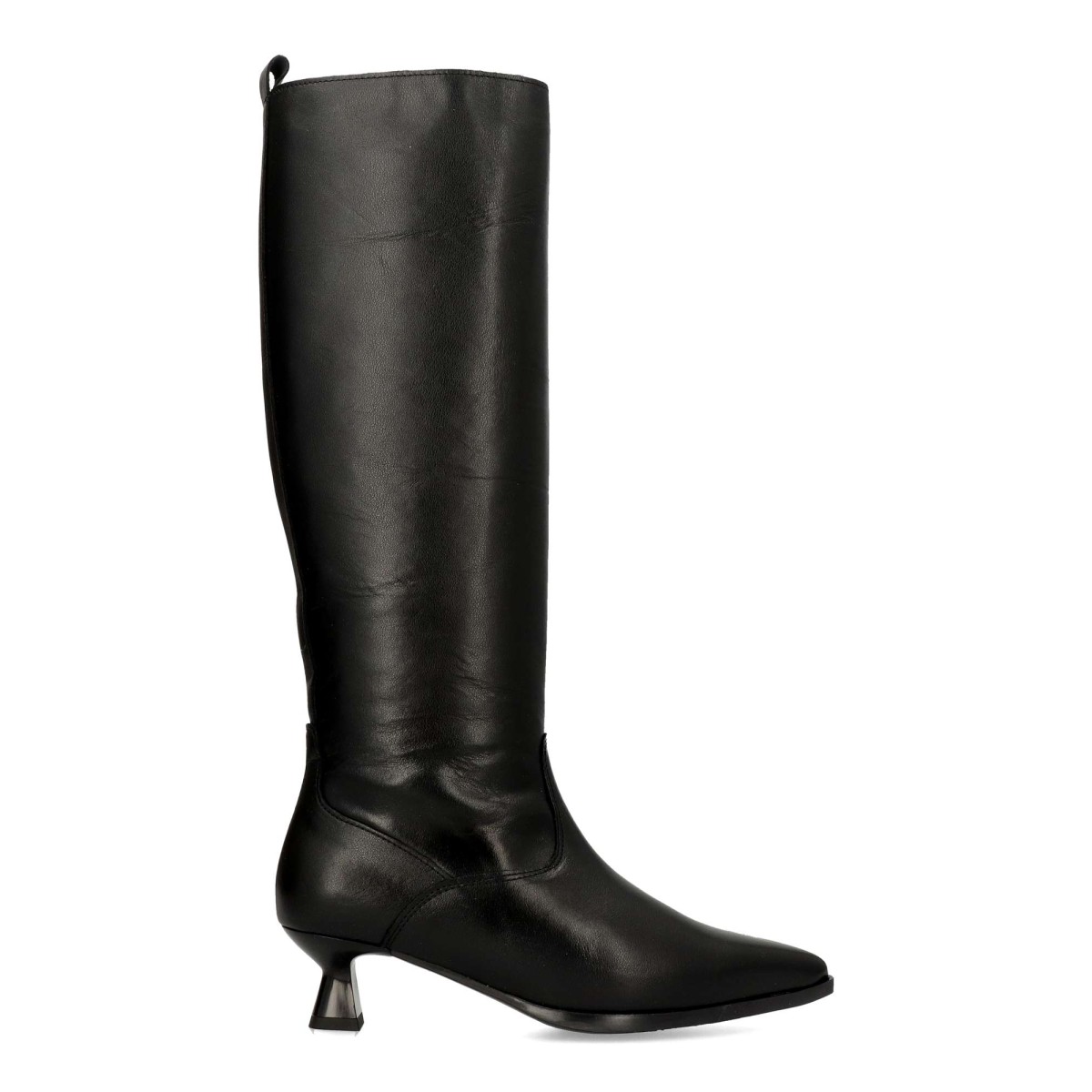 DESIREE - Botines de mujer punta fina piel calidad tacón 6 cm cremallera lateral suela goma flexible negro