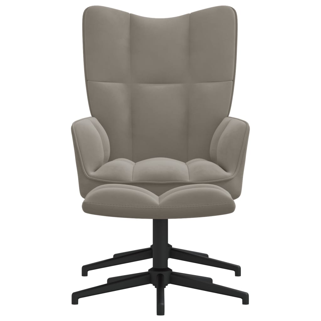 Vidaxl Sillón de Relax con Taburete de Terciopelo Gris Claro