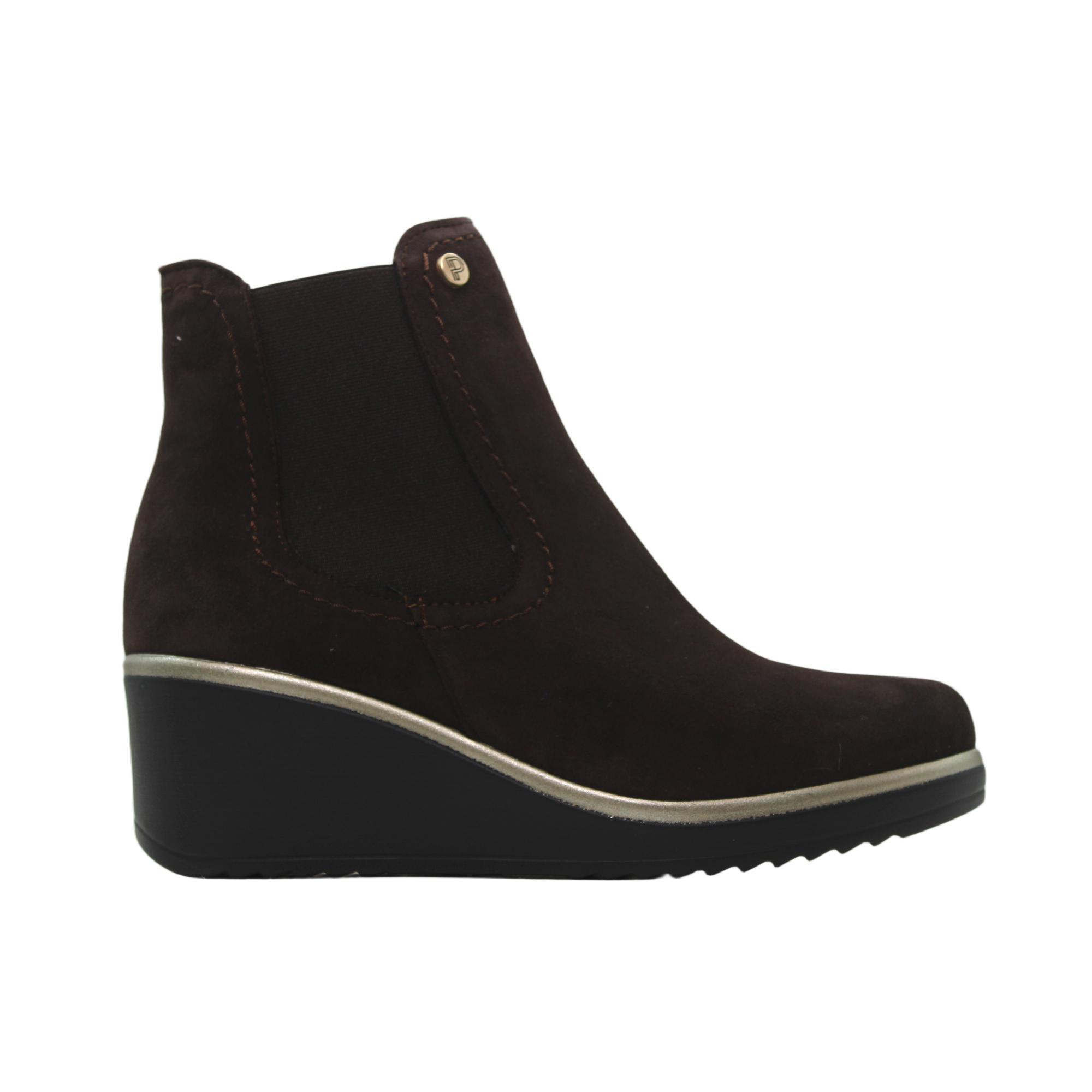 PITILLOS 20537 Botines de piel ante con cuña, caña baja, cremallera y elastico, suela goma, para señora