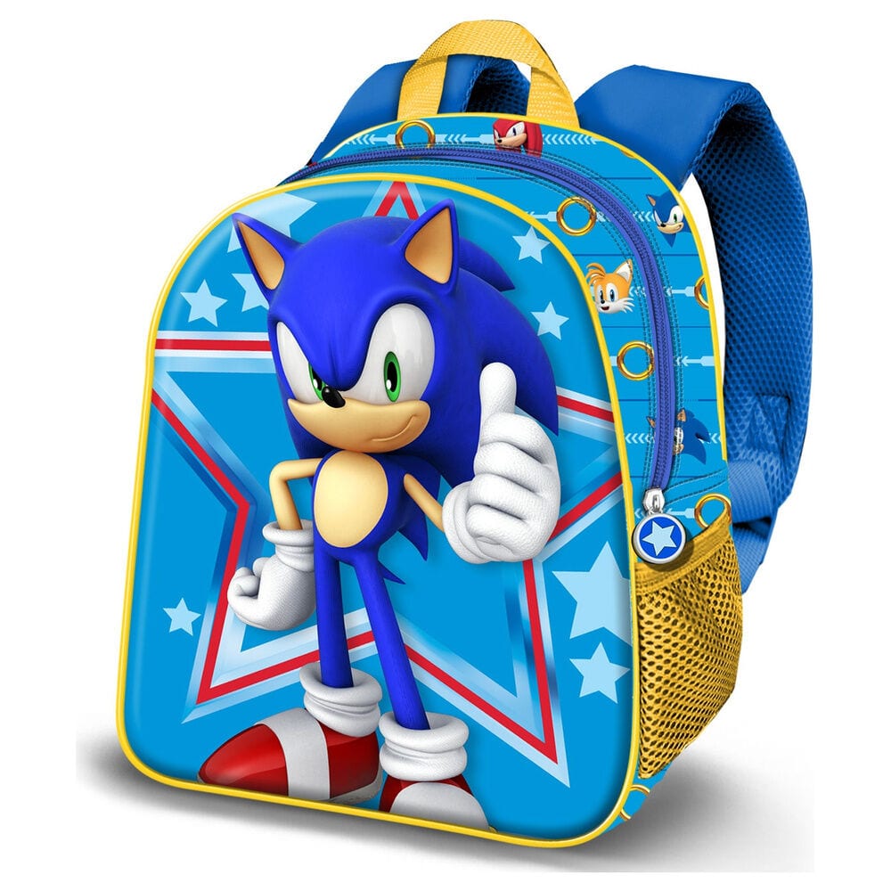 Mochilas Sonic The Hedgehog, Licencia Oficial SEGA, Ligeras y Resistentes, Compartimento Principal y Bolsillo Frontal, Bolsillos Laterales, Tirantes Acolchados Ajustables, para Colegio y Viaje