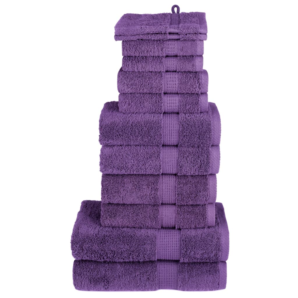 vidaXL Juego de toallas 12 piezas 100% algodón 600 gsm toalla Color Marrón, Morado, orange y mas