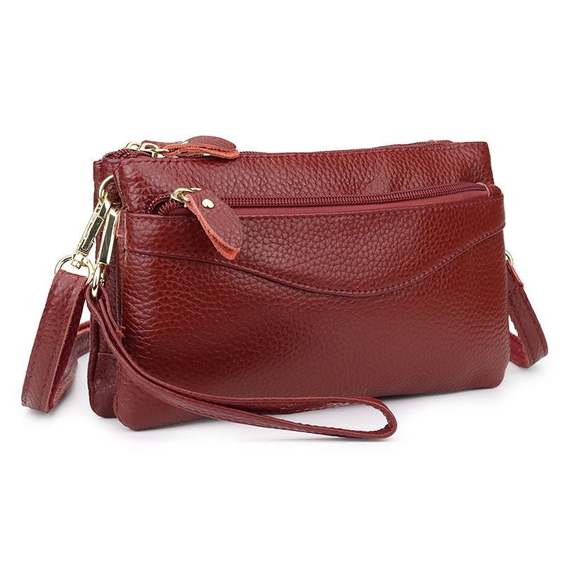 Bolso bandolera pequeño de cuero real para mujer, bolso cruzado de moda con múltiples compartimentos