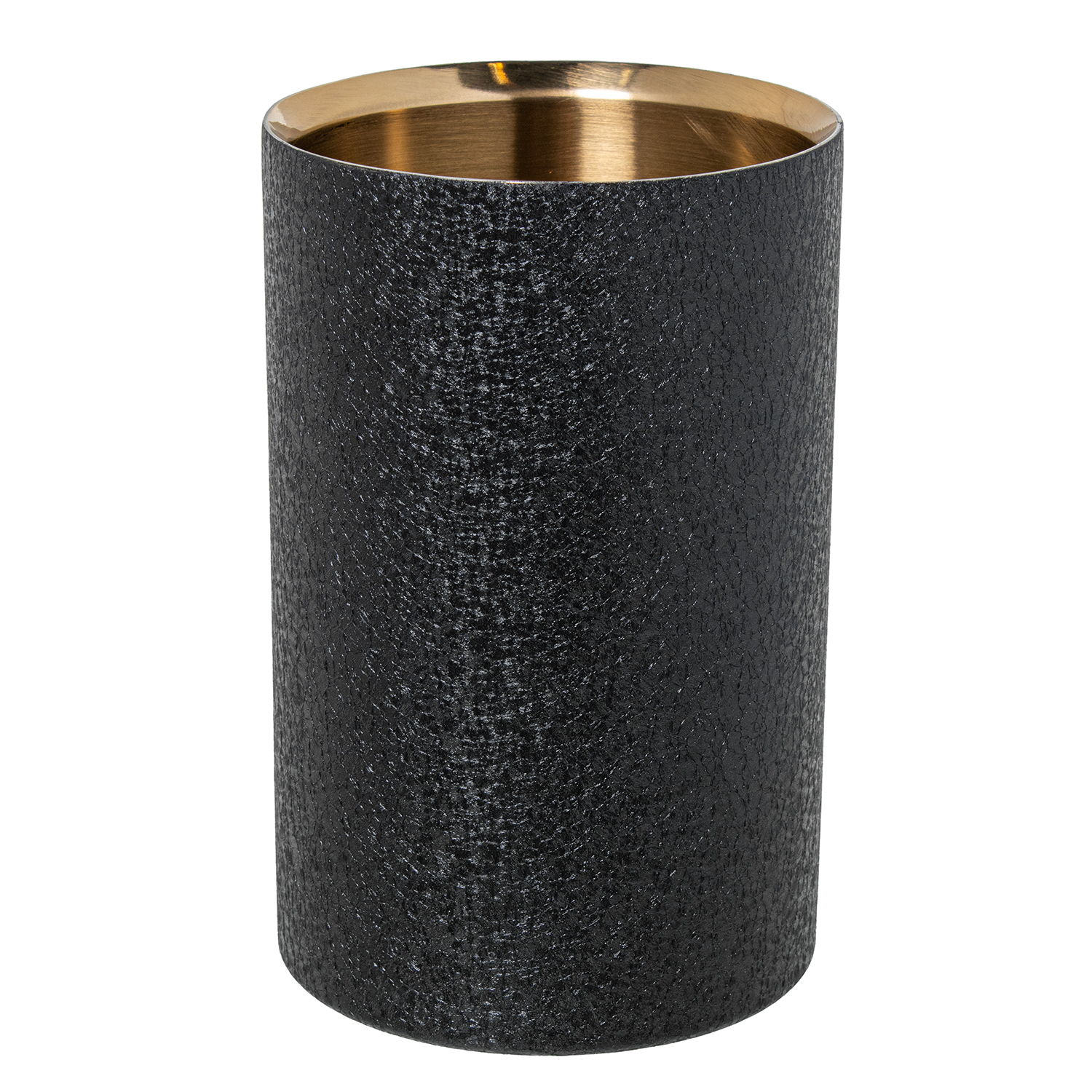 Enfriador botellas acero inoxidable oro mate, cubierta negra 12x19cm