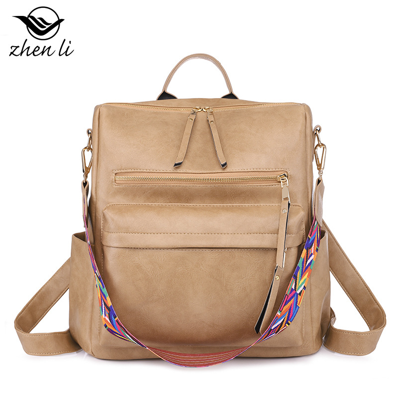 Mochila de moda para mujer, bolso de hombro multifuncional de cuero para mujer, bolso de viaje, bolso de mano