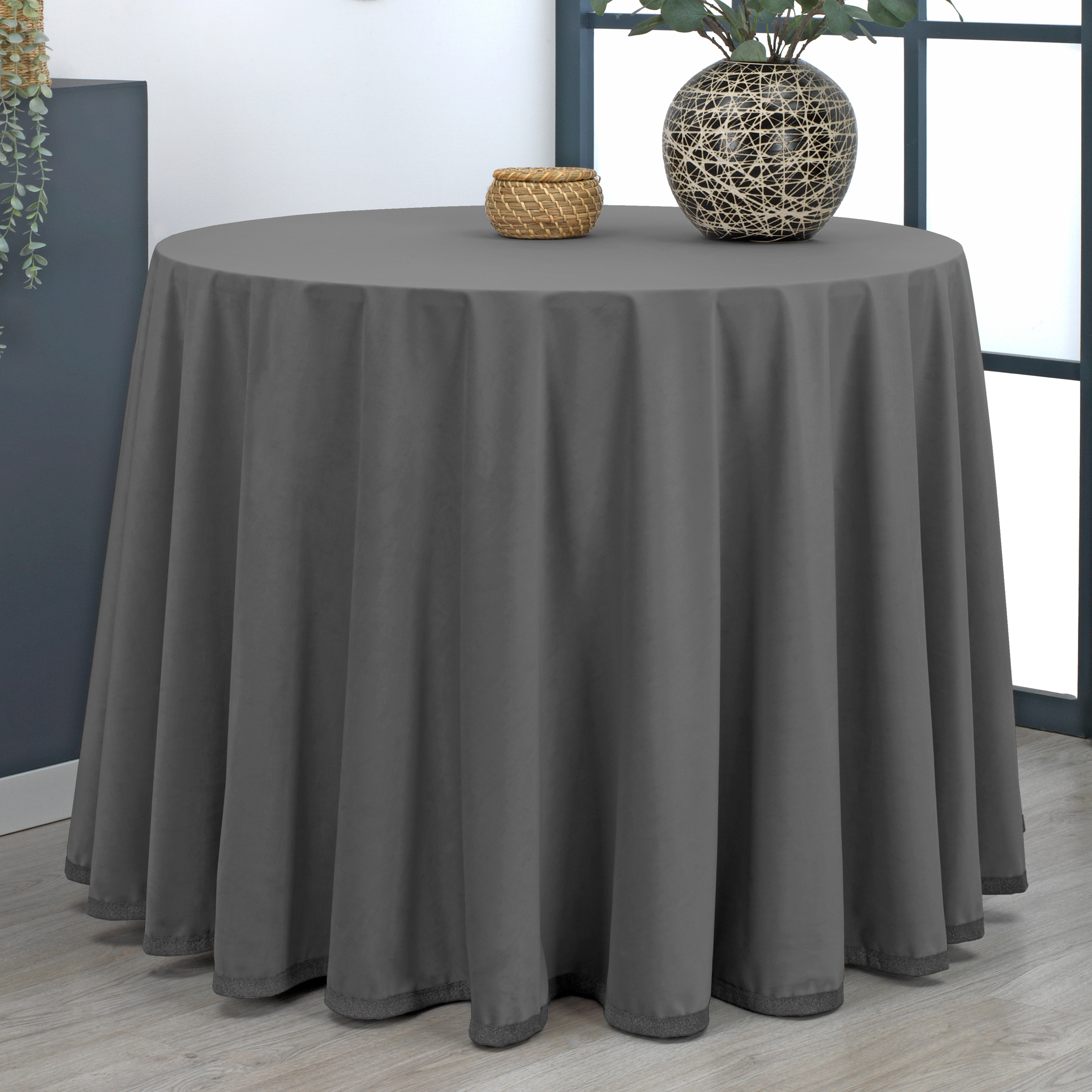 VALENTIA HOME Falda Mesa Camilla Velutto (terciopelo) | Ropa Mesa Camilla Redonda | Mesa 60, 70, 80, 90, 100, 110, 120 CM | Camilla Mesa Decorativa | Tejido Terciopelo para Invierno y Otoño | Faldillas Mesa Camilla con Altura para Mesa 75 cm