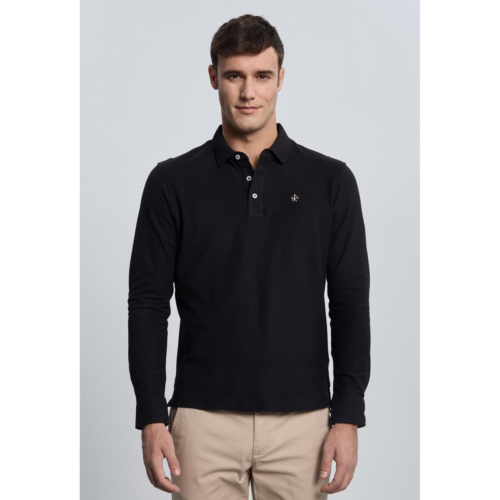 Polo Valecuatro básico manga larga negro