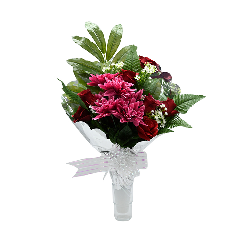 PLUSHOME Flores Artificiales: Elegancia Duradera: ramo Artificiales para Cementerio, Nichos y Sepulturas,Más de 30 Diseños tamaño aproximado 58x45cm,Botes con Liliums Artificiales.