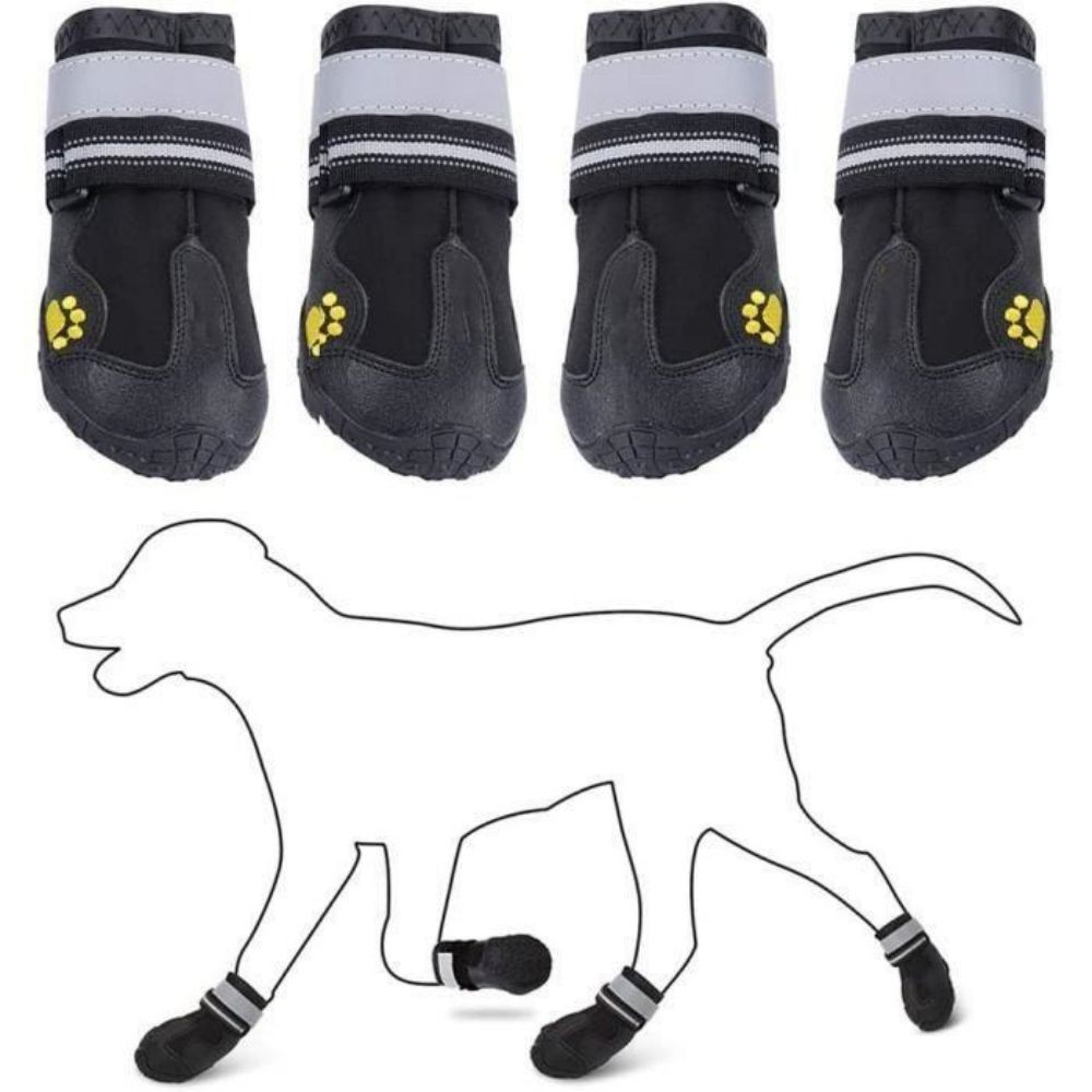 Om Home Botas para perros impermeables y antideslizantes - Talla 4 - Tiras reflectantes ajustables