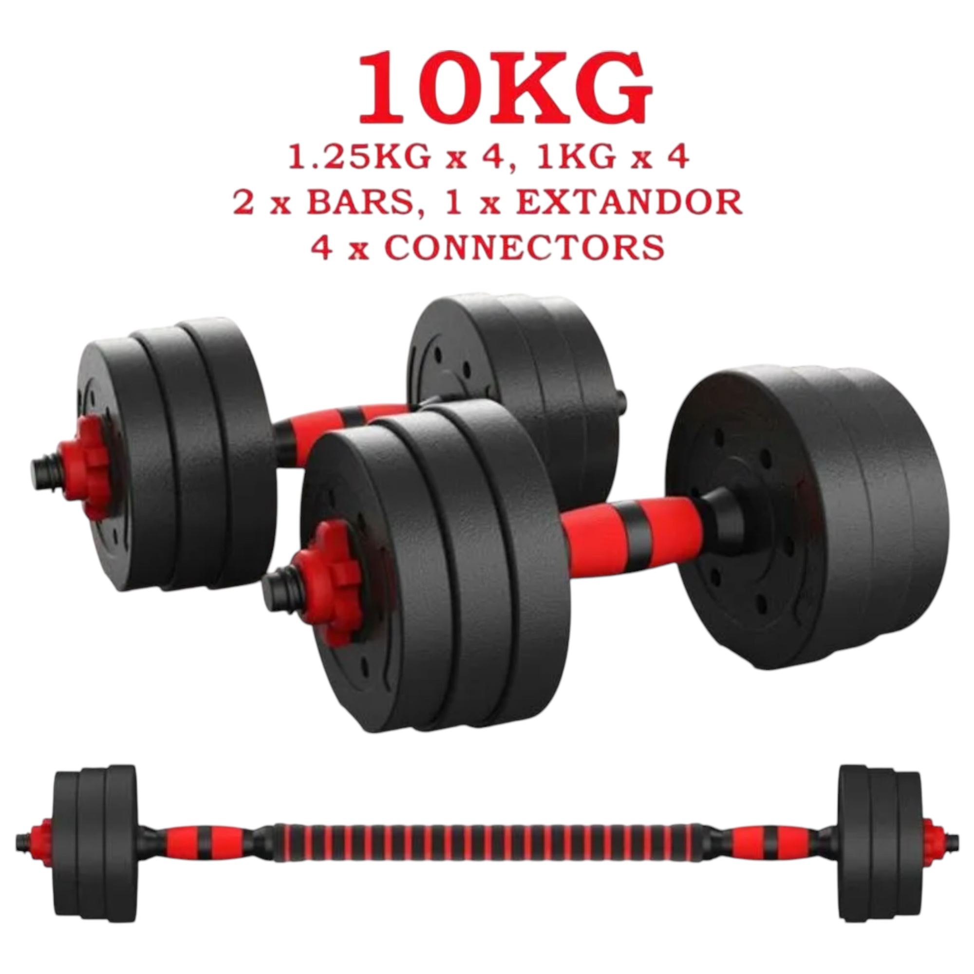 Juego De Mancuernas Ajustables 2 en 1,con barras,Multifución 10KG-15KG-20KG-30KG. Juego de Pesas con Barra Libremente Combinable con Barras Conexión, 10/15KG/20KG/30KG... ajustables, mancuernas cortas y largas mancuena (man)