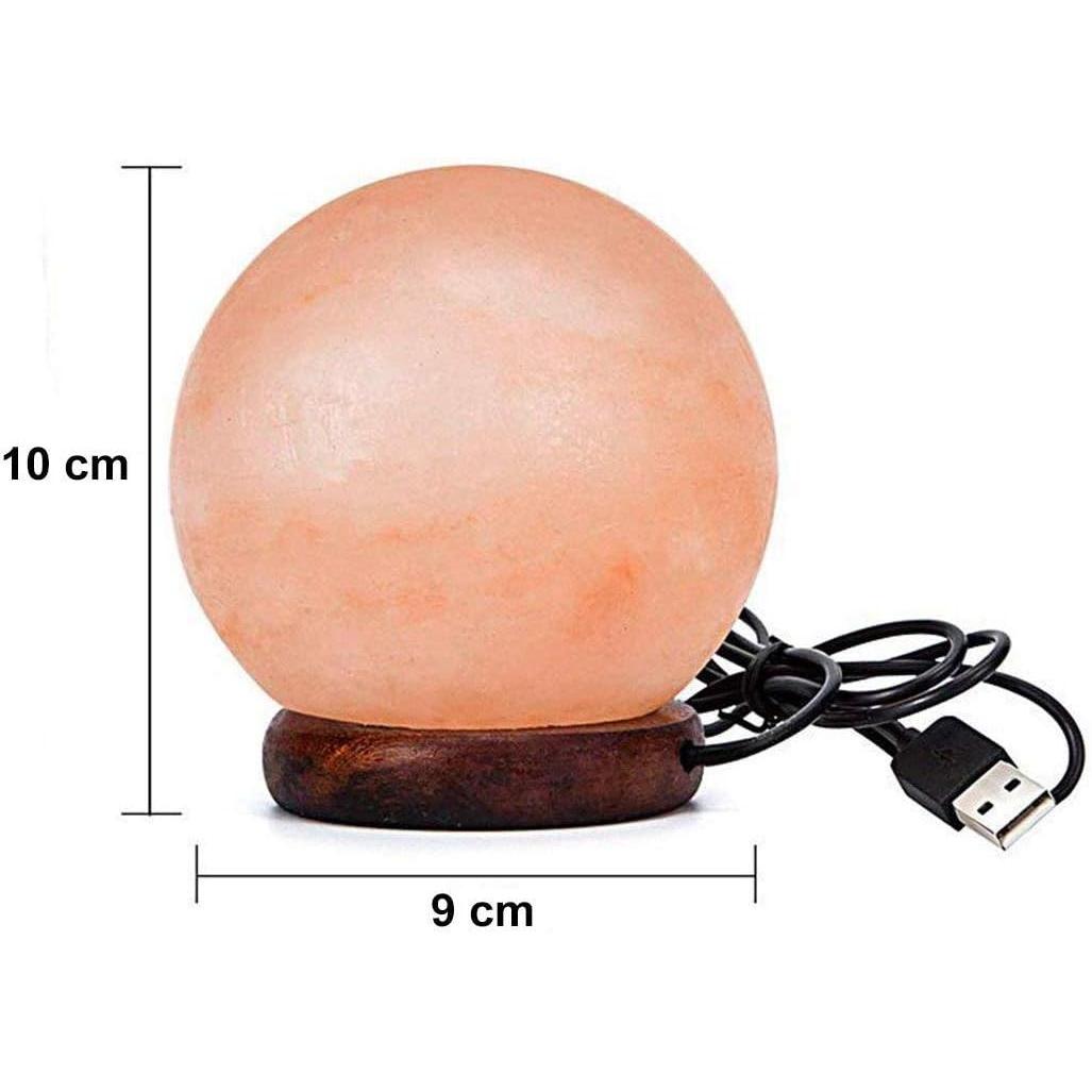 PLUSHOME Lámparas de Sal del Himalaya Naturales Alta Calidad con USB y Base de Madera