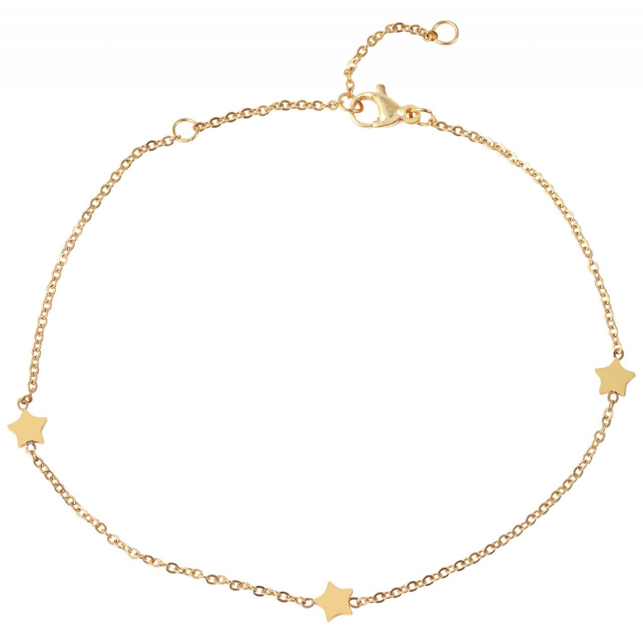 Akzent® Pulsera de Pé Estrelas Dourada em Aço Inoxidável - 0046