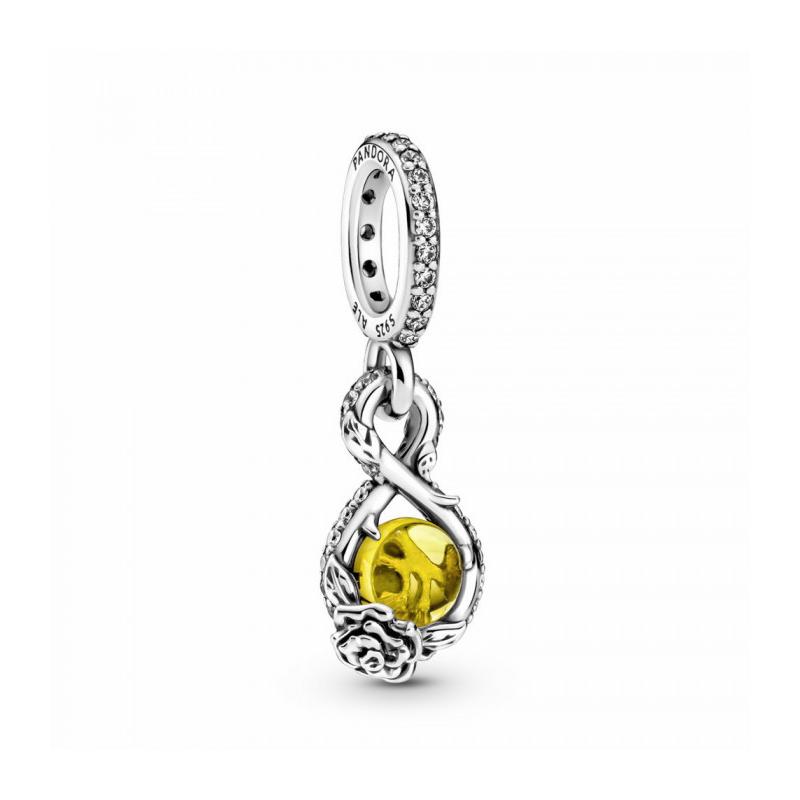 Pandora Charm Colgante Infinito en Plata de Ley Adornado con Circonitas Cúbicas y Cristales Amarillos