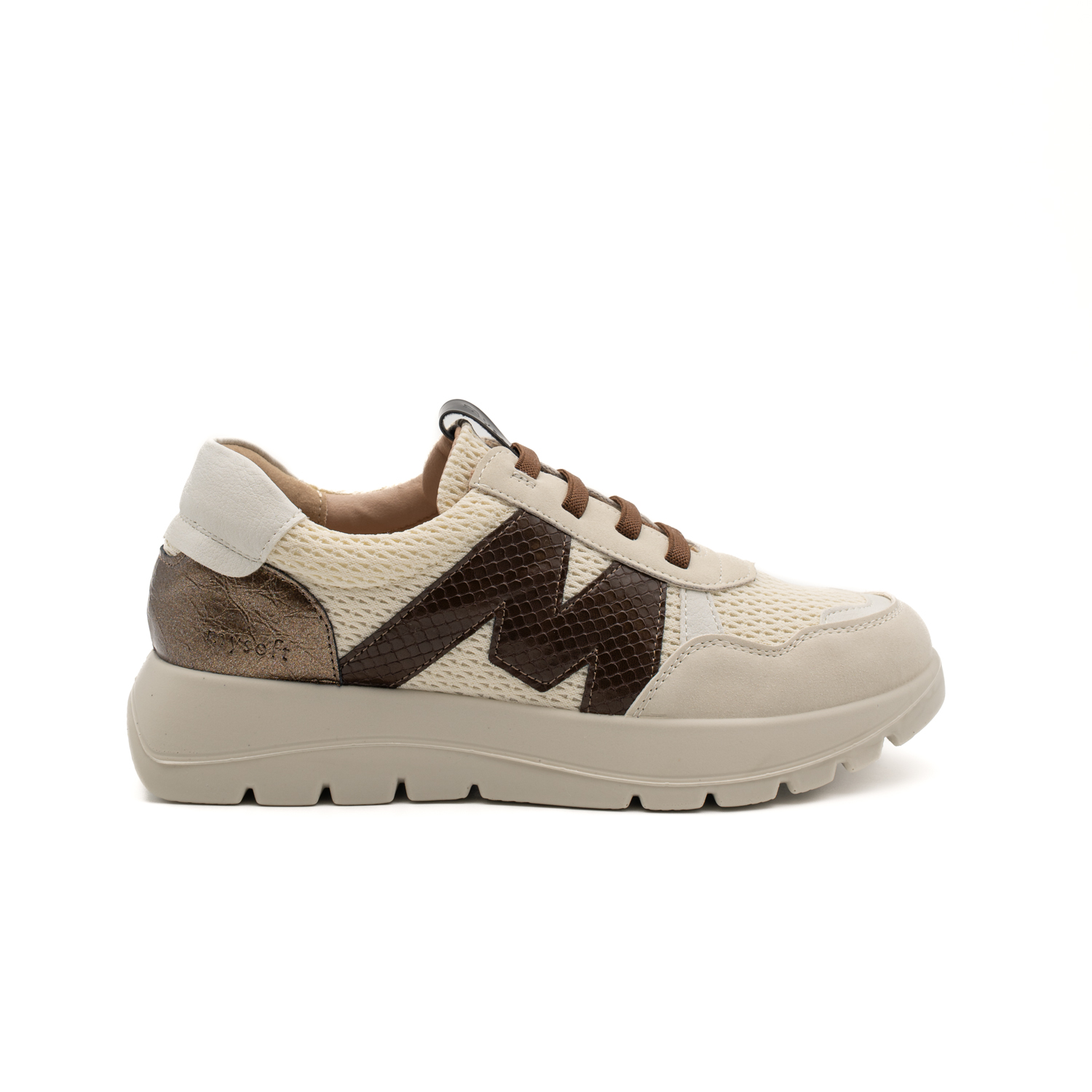 Mysoft 26M264 Zapatillas de plataforma mujer con cordones elásticos y logo lateral