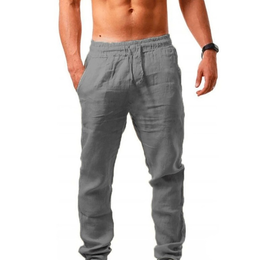 TK Pantalones Largos Ligeros Para Hombre Verano Color Transpirables Casual Pantalones Con Elástica Harajuku Cinturón